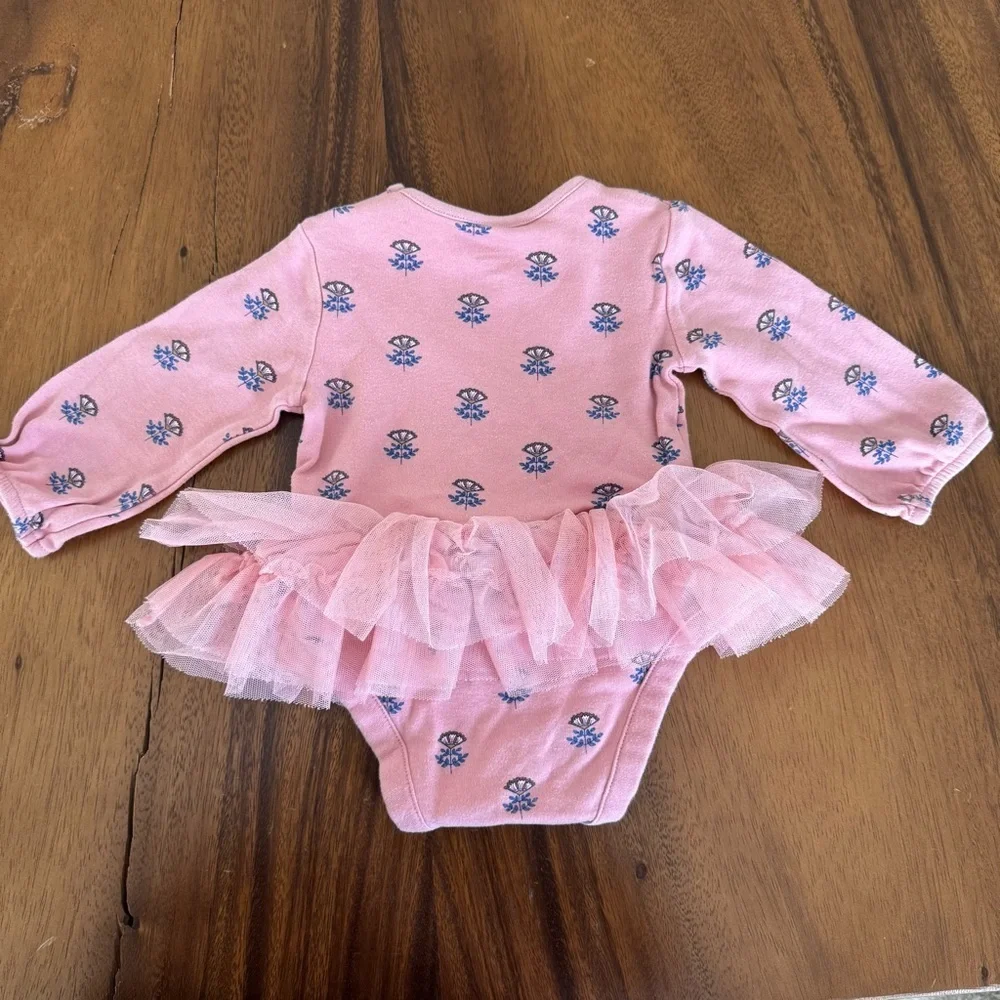 Mothercare Pink Floral Baby Bodysuit with Tulle Skirt Size 6-9M